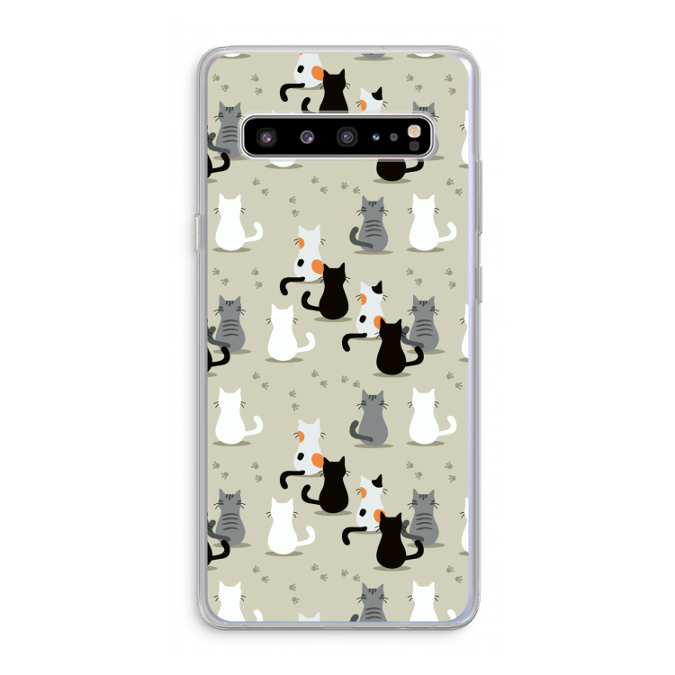 CaseCompany Katten: Samsung Galaxy S10 5G Transparant Hoesje