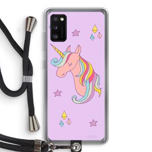 CaseCompany Roze eenhoorn: Samsung Galaxy A41 Transparant Hoesje met koord