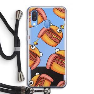 CaseCompany Hamburger: Samsung Galaxy A40 Transparant Hoesje met koord