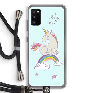 CaseCompany Regenboog eenhoorn: Samsung Galaxy A41 Transparant Hoesje met koord