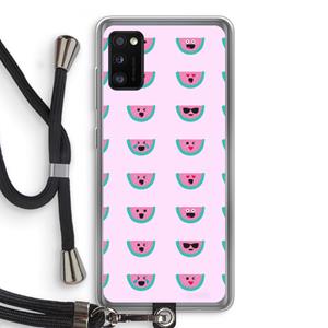 CaseCompany Smiley watermeloenprint: Samsung Galaxy A41 Transparant Hoesje met koord