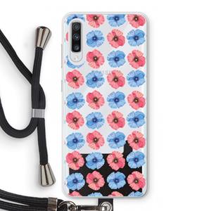 CaseCompany Klaproosjes: Samsung Galaxy A70 Transparant Hoesje met koord