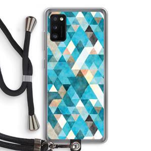 CaseCompany Gekleurde driehoekjes blauw: Samsung Galaxy A41 Transparant Hoesje met koord
