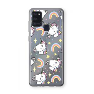 CaseCompany Rainbow Unicorn: Samsung Galaxy A21s Transparant Hoesje