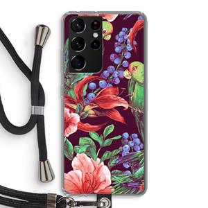 CaseCompany Papegaaien: Samsung Galaxy S21 Ultra Transparant Hoesje met koord