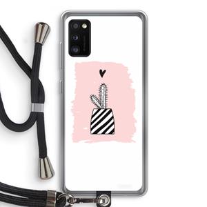 CaseCompany Zwart-wit cactus: Samsung Galaxy A41 Transparant Hoesje met koord