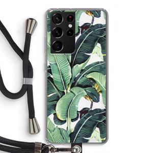 CaseCompany Bananenbladeren: Samsung Galaxy S21 Ultra Transparant Hoesje met koord