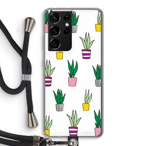 CaseCompany Sanseveria: Samsung Galaxy S21 Ultra Transparant Hoesje met koord