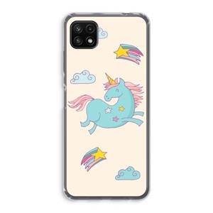 CaseCompany Vliegende eenhoorn: Samsung Galaxy A22 5G Transparant Hoesje