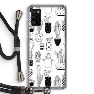 CaseCompany Cactusmotief: Samsung Galaxy A41 Transparant Hoesje met koord