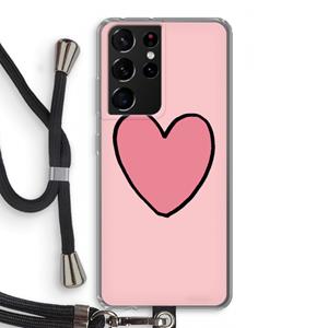 CaseCompany Hartje: Samsung Galaxy S21 Ultra Transparant Hoesje met koord