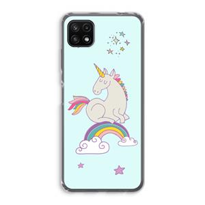 CaseCompany Regenboog eenhoorn: Samsung Galaxy A22 5G Transparant Hoesje