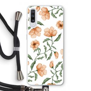 CaseCompany Peachy flowers: Samsung Galaxy A70 Transparant Hoesje met koord