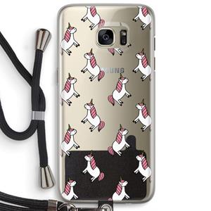 CaseCompany Eenhoorns overal: Samsung Galaxy S7 Edge Transparant Hoesje met koord