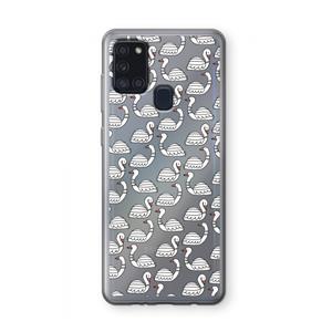 CaseCompany Zwanen: Samsung Galaxy A21s Transparant Hoesje