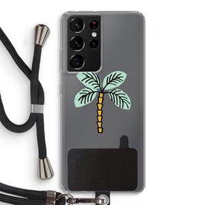 CaseCompany Palmboom: Samsung Galaxy S21 Ultra Transparant Hoesje met koord