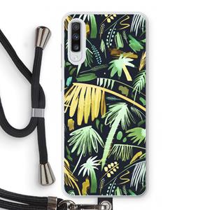 CaseCompany Tropical Palms Dark: Samsung Galaxy A70 Transparant Hoesje met koord