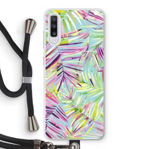 CaseCompany Tropical Palms Blue: Samsung Galaxy A70 Transparant Hoesje met koord