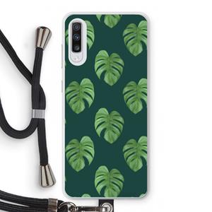 CaseCompany Monstera leaves: Samsung Galaxy A70 Transparant Hoesje met koord