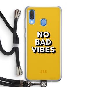 CaseCompany No Bad Vibes: Samsung Galaxy A40 Transparant Hoesje met koord