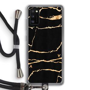CaseCompany Gouden marmer: Samsung Galaxy A41 Transparant Hoesje met koord