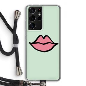 CaseCompany Kusje: Samsung Galaxy S21 Ultra Transparant Hoesje met koord