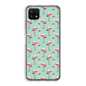 CaseCompany Flamingoprint groen: Samsung Galaxy A22 5G Transparant Hoesje