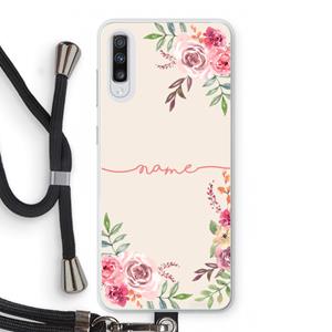 CaseCompany Rozen: Samsung Galaxy A70 Transparant Hoesje met koord