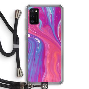 CaseCompany Paarse stroom: Samsung Galaxy A41 Transparant Hoesje met koord