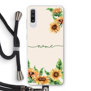 CaseCompany Zonnebloemen: Samsung Galaxy A70 Transparant Hoesje met koord