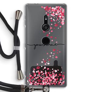 CaseCompany Hartjes en kusjes: Sony Xperia XZ2 Transparant Hoesje met koord