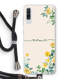 CaseCompany Gele bloemen: Samsung Galaxy A70 Transparant Hoesje met koord