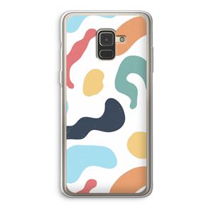 CaseCompany Memphis Shapes Blue: Samsung Galaxy A8 (2018) Transparant Hoesje