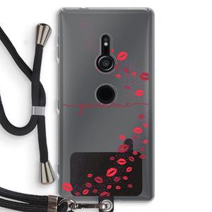 CaseCompany Kusjes: Sony Xperia XZ2 Transparant Hoesje met koord