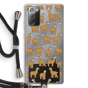 CaseCompany Alpacas: Samsung Galaxy Note 20 / Note 20 5G Transparant Hoesje met koord