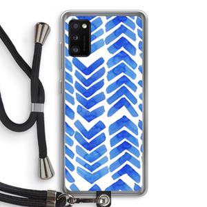 CaseCompany Blauwe pijlen: Samsung Galaxy A41 Transparant Hoesje met koord