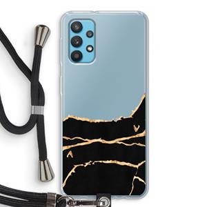 CaseCompany Gouden marmer: Samsung Galaxy A32 4G Transparant Hoesje met koord
