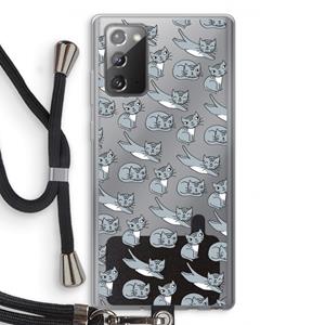 CaseCompany Poezen: Samsung Galaxy Note 20 / Note 20 5G Transparant Hoesje met koord
