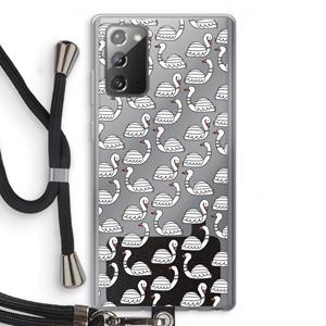 CaseCompany Zwanen: Samsung Galaxy Note 20 / Note 20 5G Transparant Hoesje met koord