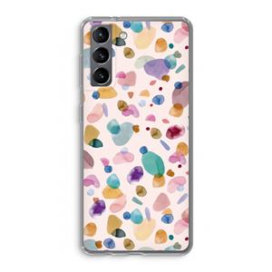 CaseCompany Terrazzo Memphis Pink: Samsung Galaxy S21 Transparant Hoesje