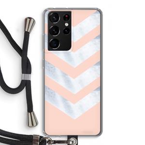 CaseCompany Marmeren pijlen: Samsung Galaxy S21 Ultra Transparant Hoesje met koord