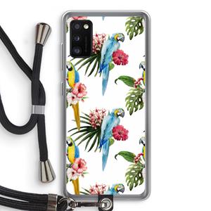 CaseCompany Kleurrijke papegaaien: Samsung Galaxy A41 Transparant Hoesje met koord