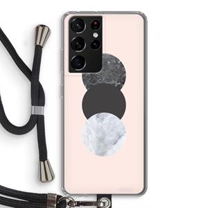 CaseCompany Marmeren cirkels: Samsung Galaxy S21 Ultra Transparant Hoesje met koord