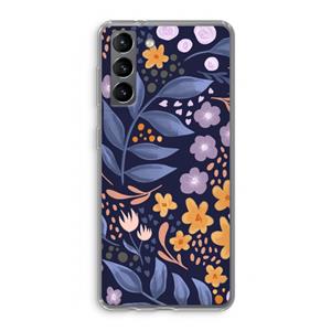 CaseCompany Flowers with blue leaves: Samsung Galaxy S21 Transparant Hoesje