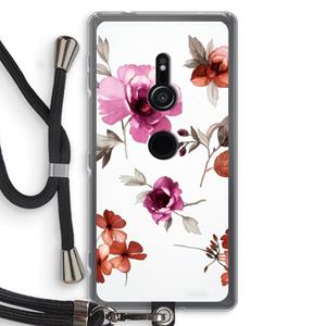 CaseCompany Geschilderde bloemen: Sony Xperia XZ2 Transparant Hoesje met koord
