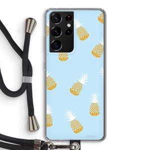 CaseCompany Ananasjes: Samsung Galaxy S21 Ultra Transparant Hoesje met koord