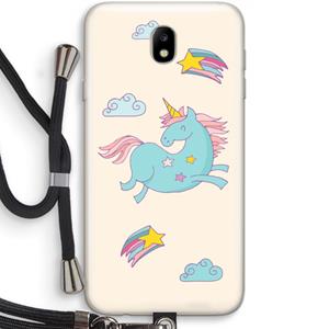 CaseCompany Vliegende eenhoorn: Samsung Galaxy J7 (2017) Transparant Hoesje met koord
