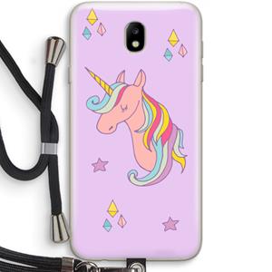 CaseCompany Roze eenhoorn: Samsung Galaxy J7 (2017) Transparant Hoesje met koord