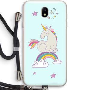 CaseCompany Regenboog eenhoorn: Samsung Galaxy J7 (2017) Transparant Hoesje met koord