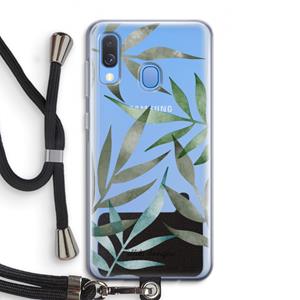 CaseCompany Tropical watercolor leaves: Samsung Galaxy A40 Transparant Hoesje met koord
